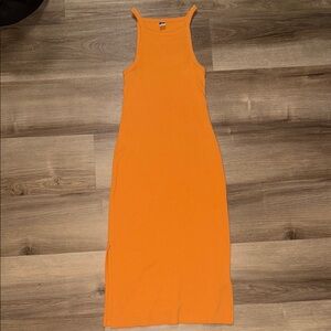 Orange Sleeveless Midi Dress